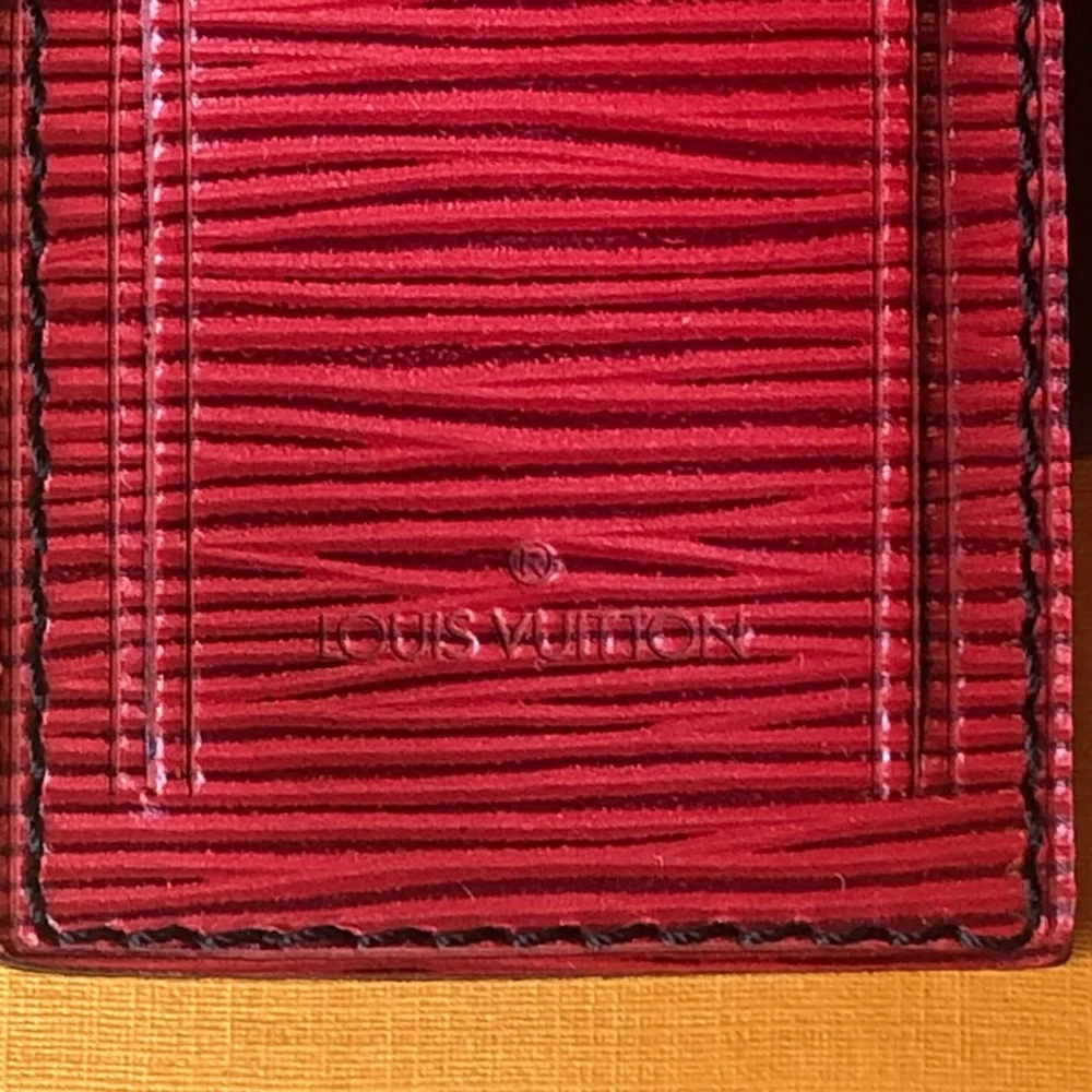 LOUIS VUITTON Red Epi Leather Luggage Tag and Poignet Sets